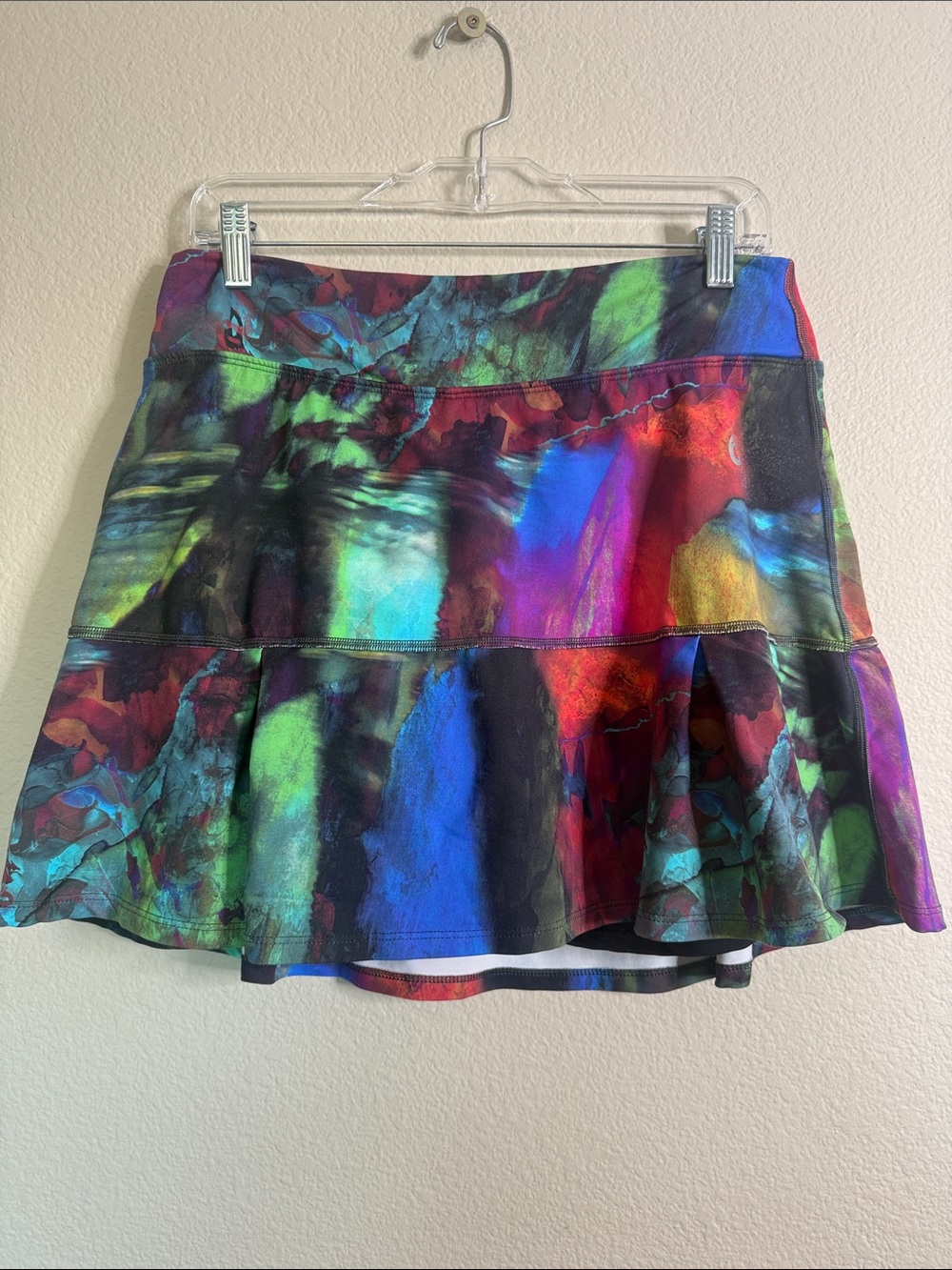 Dona Jo Multicolor Abstract Print Ruffle Hem Skirt - Women's size 3 XL